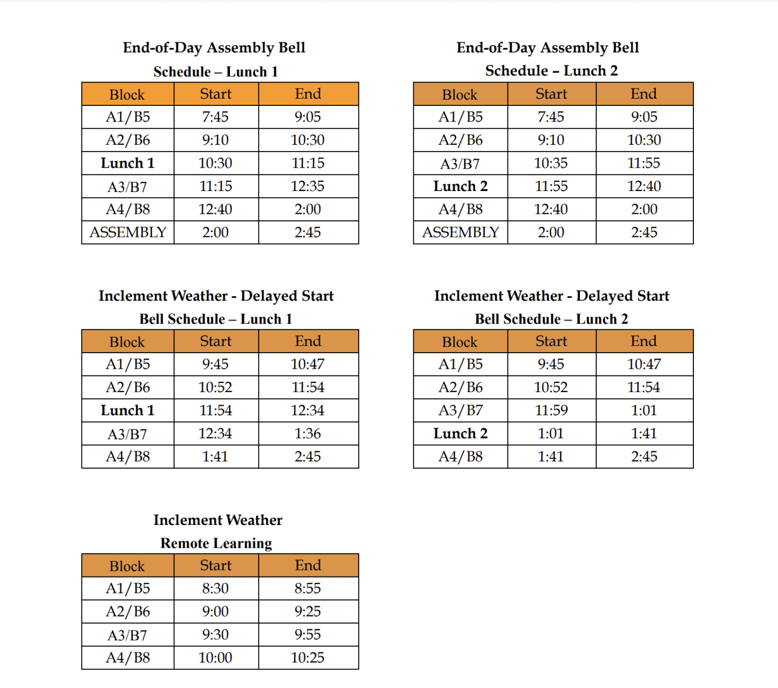 Bell Schedules โ Mead High School Bell Schedules โ Mead High School